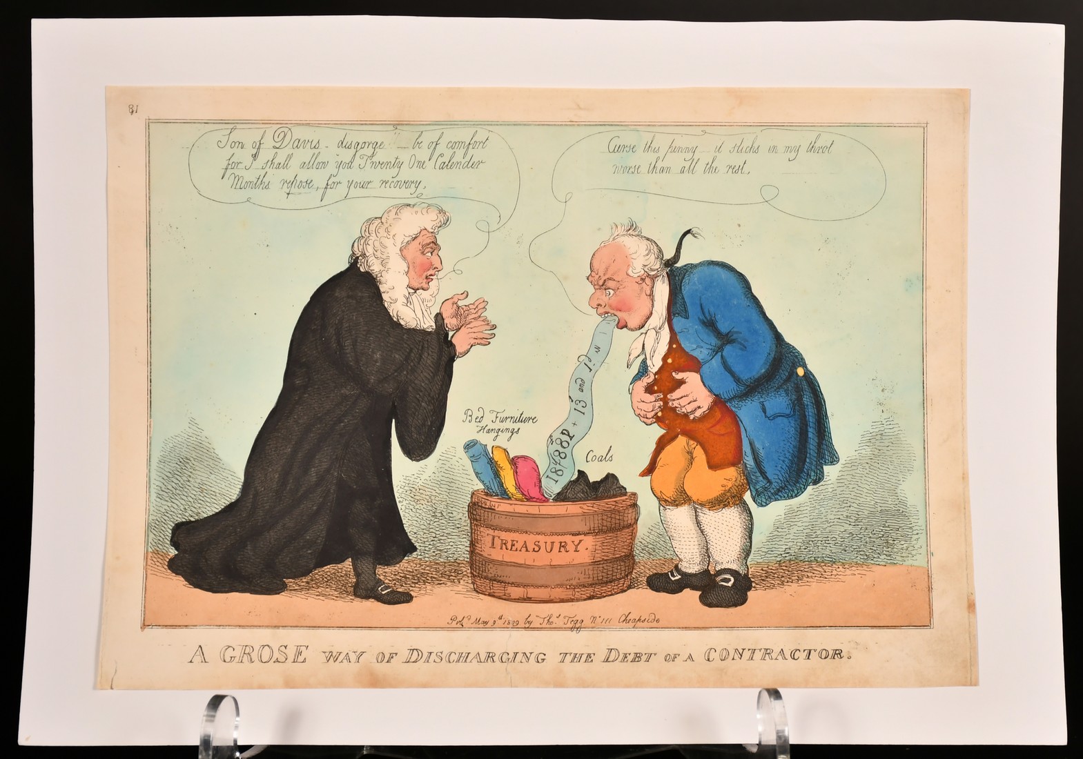 Thomas Rowlandson (1756-1827), 'A Grose Way of Discharging the Debt of a Contractor', hand - Image 2 of 2