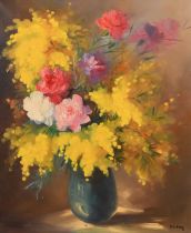 N. Le Bourg (20th Century), a still life of colourful flowers, oil on canvas, signed, 25.5" x 21" (