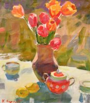 Sergey Kovalenko, 'Tulips', a still life study, oil on canvas, 23.75" x 19.25" (60 x 49cm),