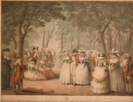 Dickinson after Bunbury, late 18th Century, The Gardens of Carleton House with Neapolitan Ballad
