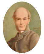 A. E. Wheeler, Circa 1890, a miniature portrait of a gentleman, watercolour on ivory, signed and