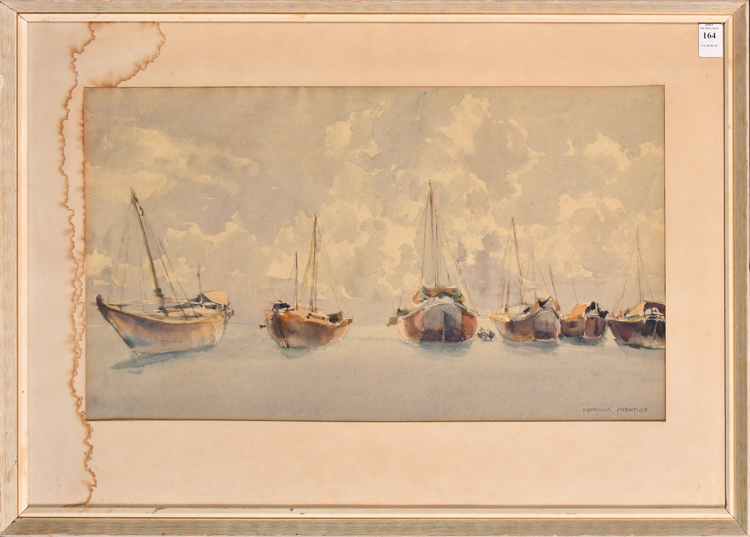 Patricia Prentice, Sampans at anchor, watercolour, signed, 12.5" x 21.25" (32 x 54cm). - Image 2 of 4