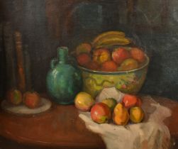 Montagu Marks (1890-1972), a still life of fruit and other items, oil on canvas, 20" x 24" (51 x