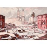 Continental School, Circa 1977, a Southern City view with classical buildings, oil on canvas,