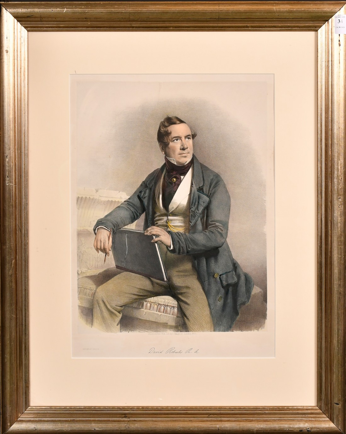 David Roberts, Self Portrait of the artist, hand coloured lithograph on India paper, image size - Image 2 of 3