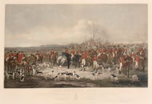 W.H. Simmons after Anson A Martin, 'The Bedale Hunt', hand coloured engraving, image size 16.5" x