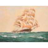 William Minshall Birchall (1884-1941), 'Romantic Sail', watercolour, signed and inscribed, 9.25" x