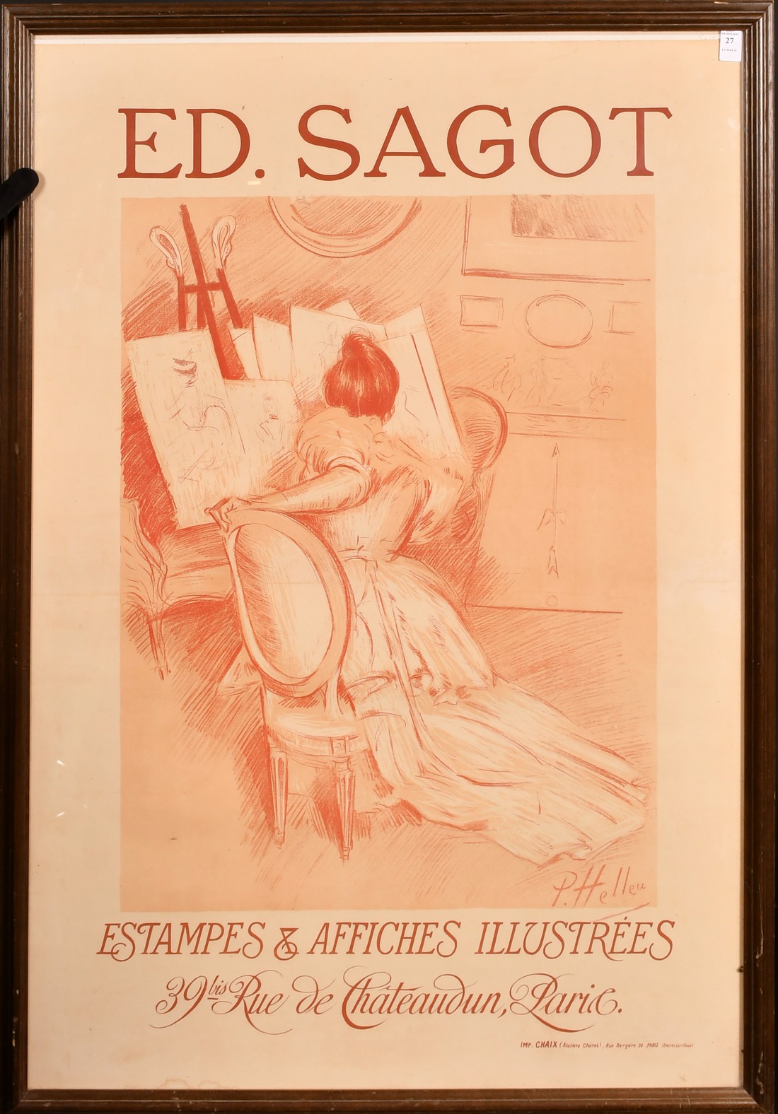 After Helleu, 'Ed. Sagot', a lithographic poster, printed by Chaix, 41" x 28.5" (104 x 72.5cm) a/f. - Image 2 of 3