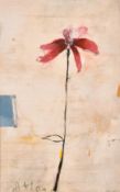 Manner of Cy Twombly, 20th Century, a study of a red flower, mixed media mostly acrylic,