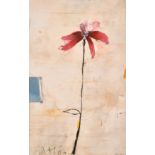 Manner of Cy Twombly, 20th Century, a study of a red flower, mixed media mostly acrylic,