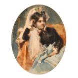 D. Bignami, Late 19th Century Italian School, a portrait of a seated female figure holding a fan,