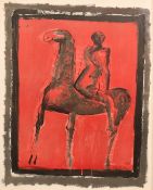 Marino Marini, 'Le Cavalier', man on a horse, colour lithograph, signed and dated 1955 in the stone,