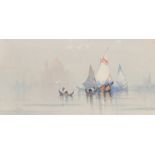 Attributed to Knox, a pair of watercolour scenes of boats around Venice, signed R. Cooper, each 7" x