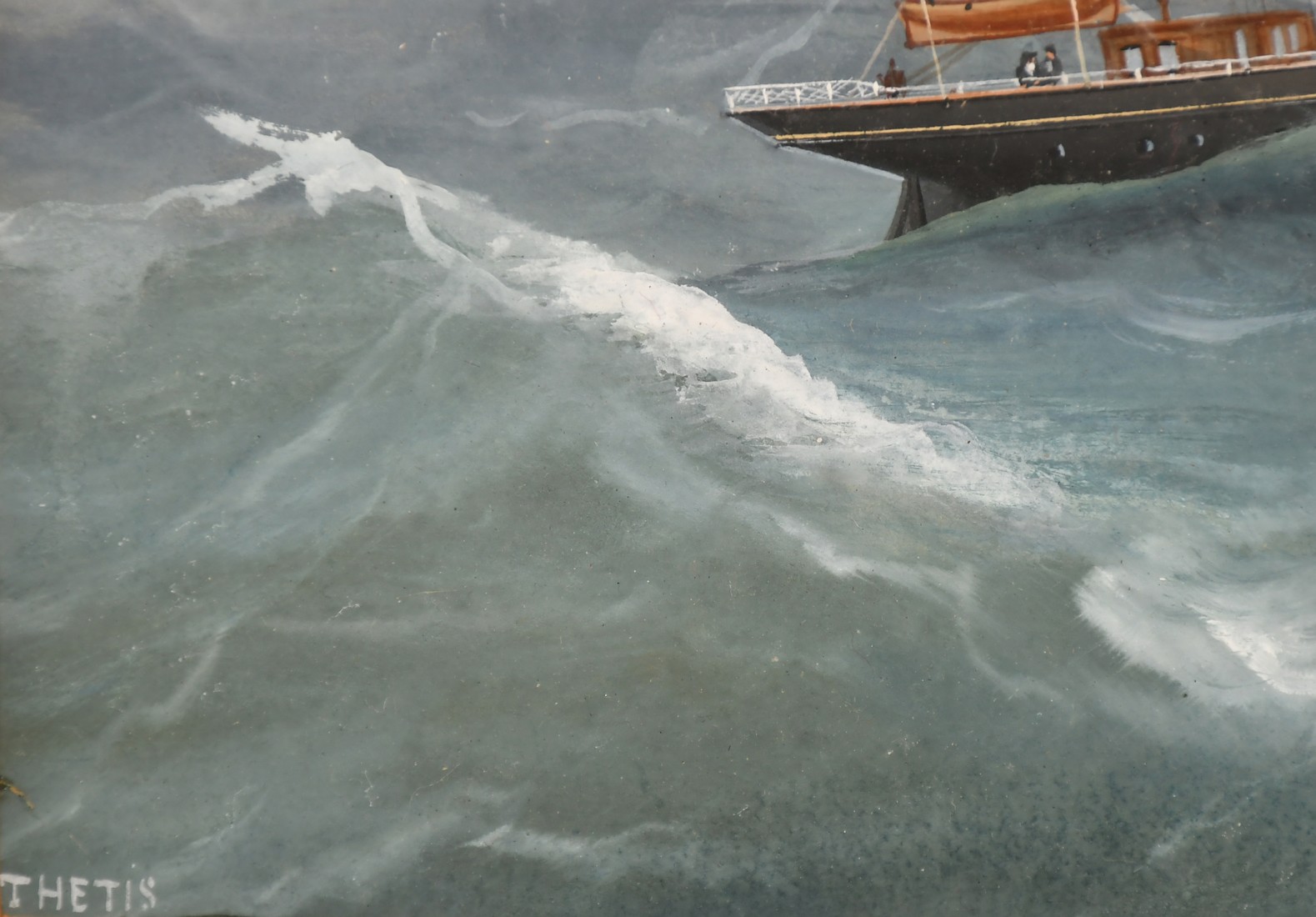 De Simone (19th/20th Century), a pair of gouache paintings of the ship Thetis, one entering the - Image 5 of 6