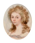 H. M. Horner..?, a miniature portrait of a lady, watercolour and bodycolour on ivory, signed, 2.