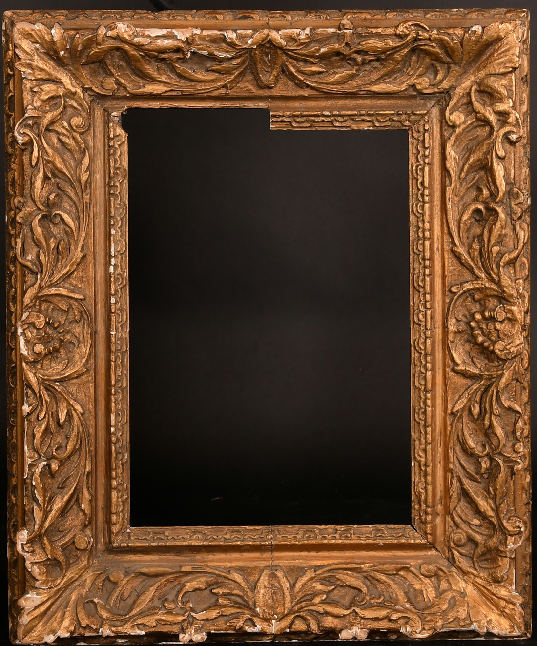 A 19th Century carved frame, rebate size 14" x 9.5" (36 x 24.5cm), cut down, a/f. - Image 2 of 3