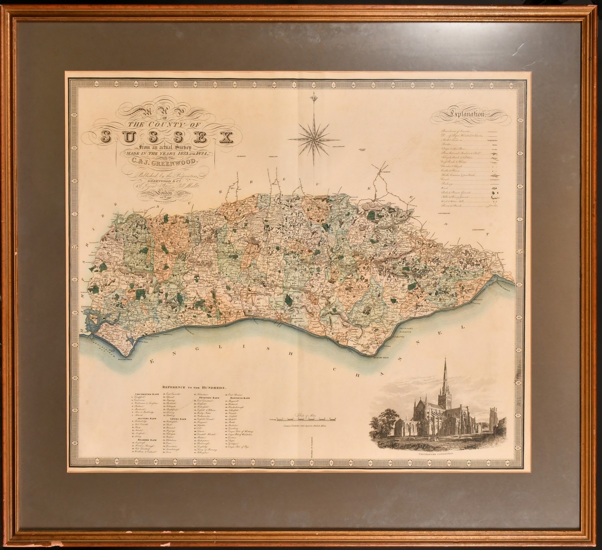 Map of the County of Sussex. From an actual Survey made in the years 1823 & 1824.by GREENWOOD, C.& - Image 2 of 4