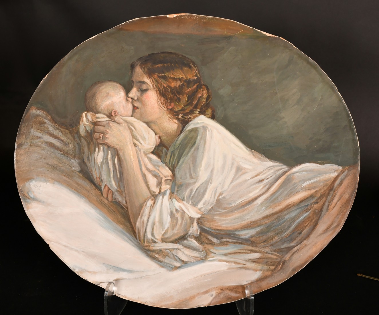 English School, Circa 1900, a mother and her child, watercolour and bodycolour, 17.5" x 21" (44.5 - Image 2 of 3