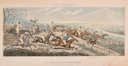 John Dean Paul, two unframed hand coloured prints of the Leicestershire hunt, plate size 13" x