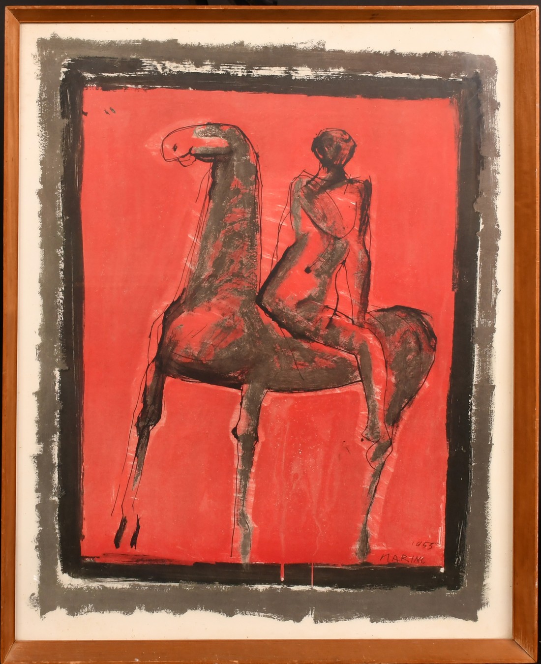 Marino Marini, 'Le Cavalier', man on a horse, colour lithograph, signed and dated 1955 in the stone, - Image 2 of 4