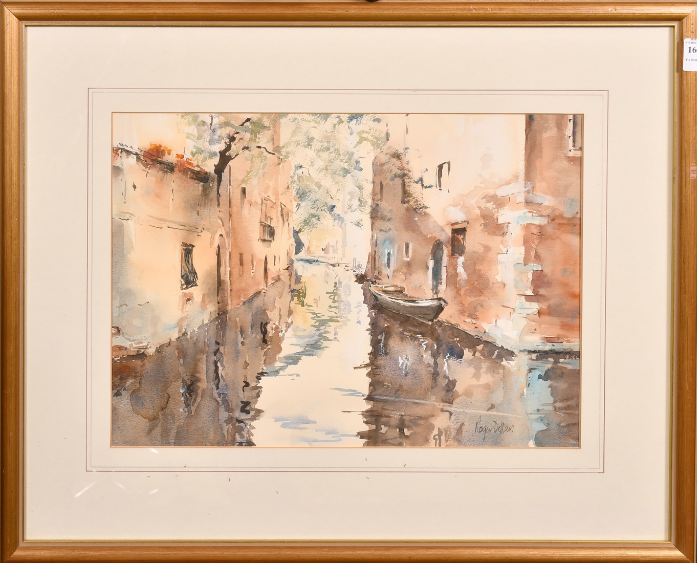 Roger Dellar, a canal scene, watercolour, signed, 13" x 17.5" (33 x 44.5cm). - Image 2 of 4
