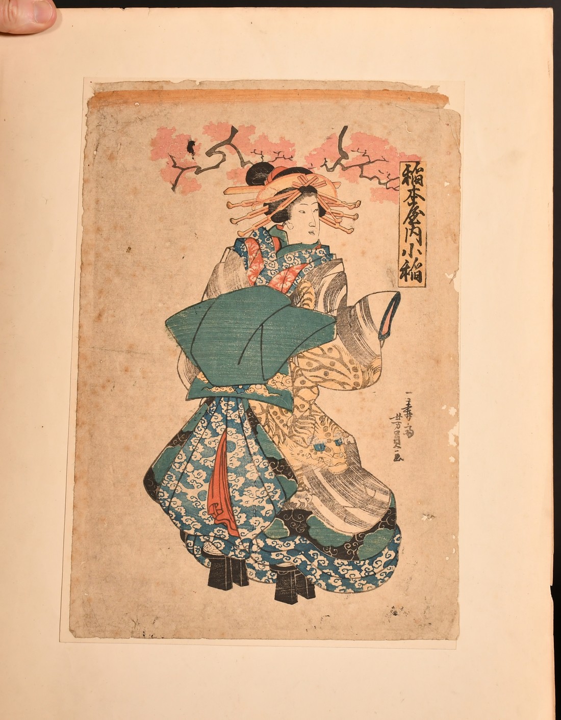 Utamaro, Yoshikazu, and one other, Japanese Woodcuts, a collection of three prints featuring - Image 2 of 4