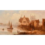 Late 19th Century English School, a pair of oil on board views of riverside towns, each signed