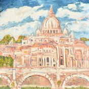 Simeon Stafford (b. 1956), a view of the Vatican, Rome, oil on panel, signed, 31.5" x 31.5" (80 x