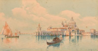 Andrea Biondetti (1851-1946), a Venetian view, watercolour, signed, 6" x 11.75" (15 x 29.5cm).