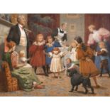 Horace Van Ruith (1839-1923), 'Christmas Party', watercolour, signed with initials, labels verso,