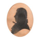 A 19th Century Silhouette portrait of a gentleman, 2.75" x 2.25" (7 x 5.5cm) oval.