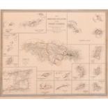 An antique map showing the 'British Islands in the West Indies' engraved by J. & C. Walker, 13" x