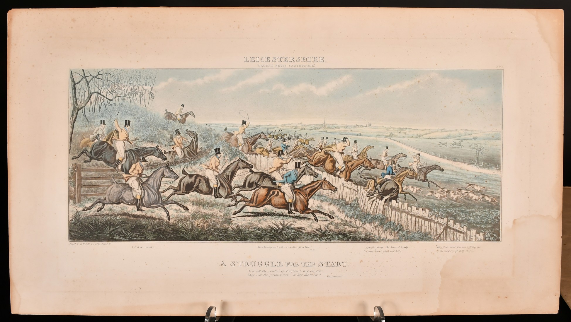 John Dean Paul, two unframed hand coloured prints of the Leicestershire hunt, plate size 13" x - Image 2 of 3