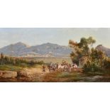 Anton Schoth (1859-1906) German, a Turkish landscape with figures and horses, oil on canvas, signed,