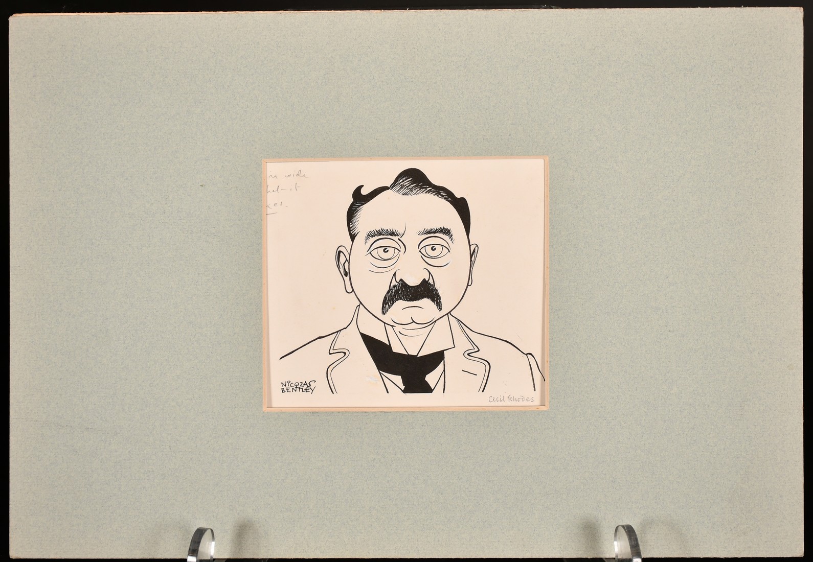 Nicolas Clreihew Bentley (1907-1978), an ink caricature of Cecil Rhodes, signed, sheet size 6" x - Image 2 of 3