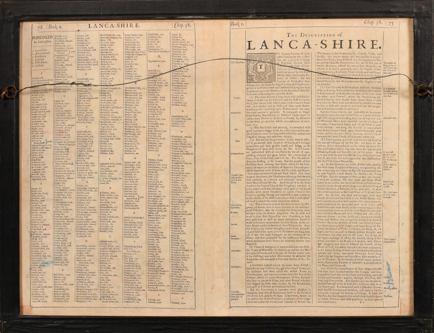 John Speed, a 17th Century map of 'The Countie Pallatine of Lancaster', hand coloured, 16" x 21" (41 - Image 3 of 5