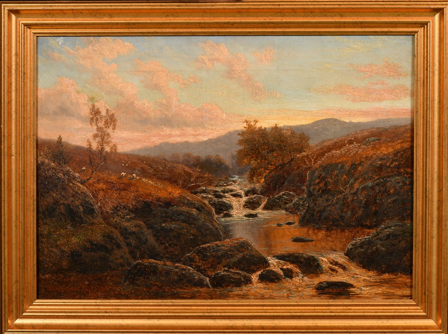 William Mellor (1851-1931), a mountain river view at dusk, oil on canvas, signed, 12.5" x 17.5" ( - Image 2 of 4