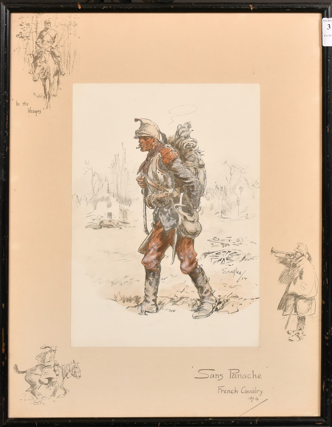 Snaffles, 'Sans Panache' and 'Le Poilu', two hand coloured prints, each around 11" x 8" (28 x 20cm), - Image 2 of 6