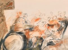 Kiro Urdin (b. 1945), figures in a musical ensemble, lithograph, signed in pencil and numbered 60/