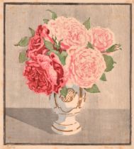 Dagmar Hooge, 'Red Roses', colour woodblock, signed in pencil and inscribed with an indistinct