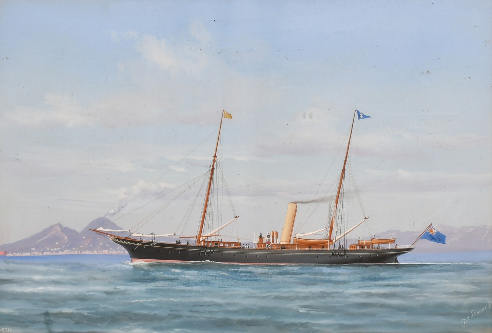 De Simone (19th/20th Century), a pair of gouache paintings of the ship Thetis, one entering the