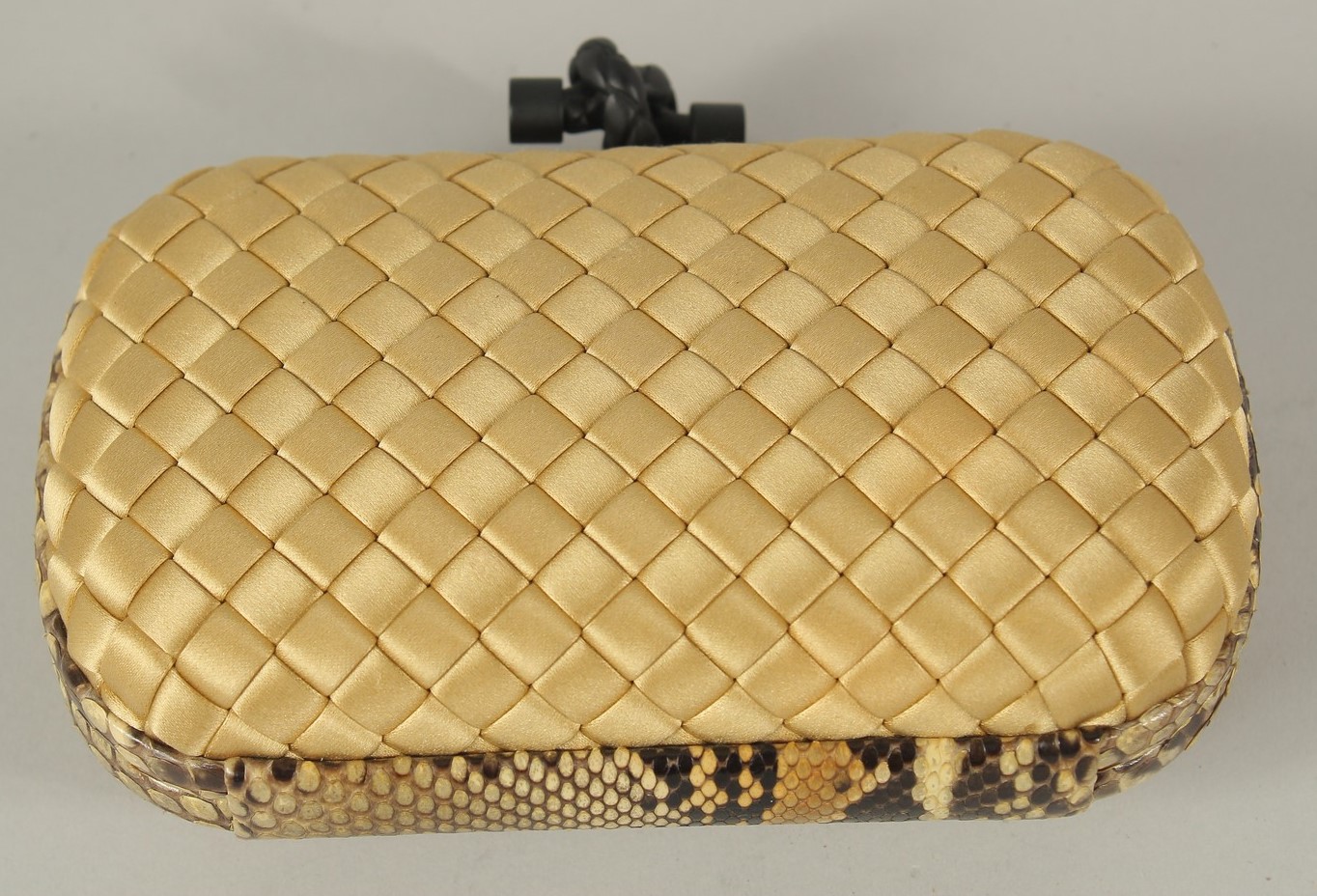 A BOTTEGA VENETA, ITALY, CLUTCH BAG with snakeskin banding. 17cms long, with a dust cover. - Image 2 of 4