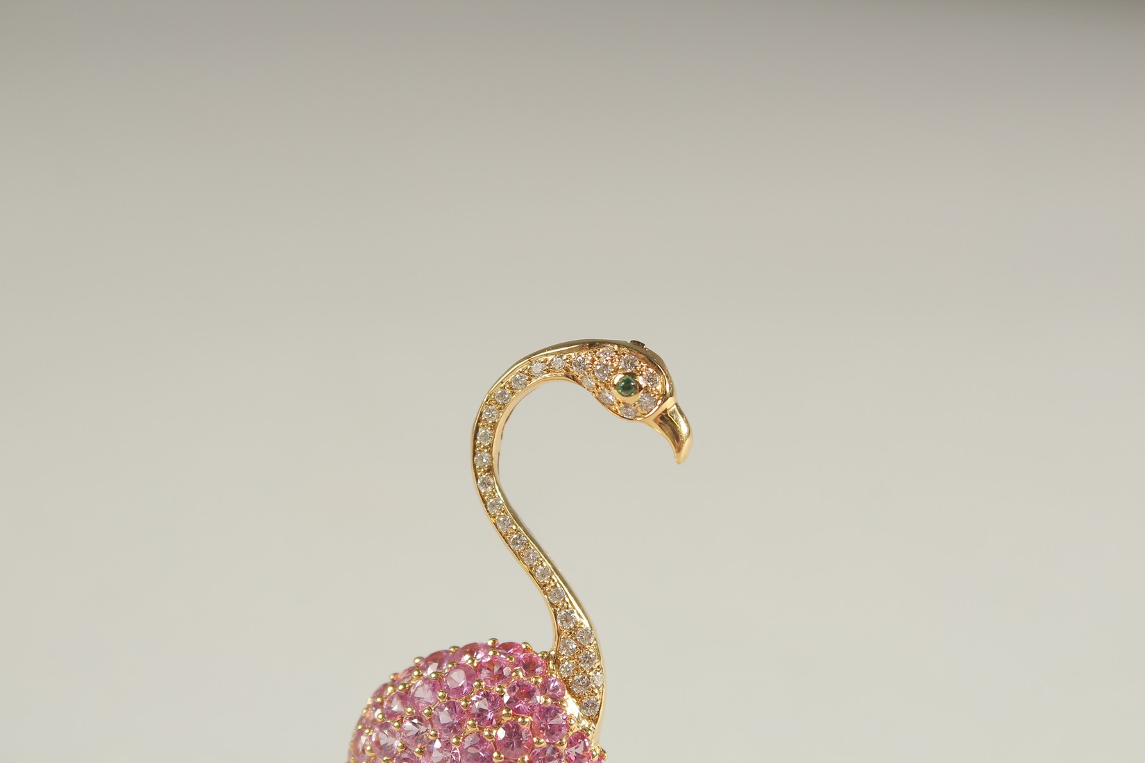 AN 18CT YELLOW GOLD, SAPPHIRE AND DIAMOND FLAMENCO BROOCH. - Image 2 of 4