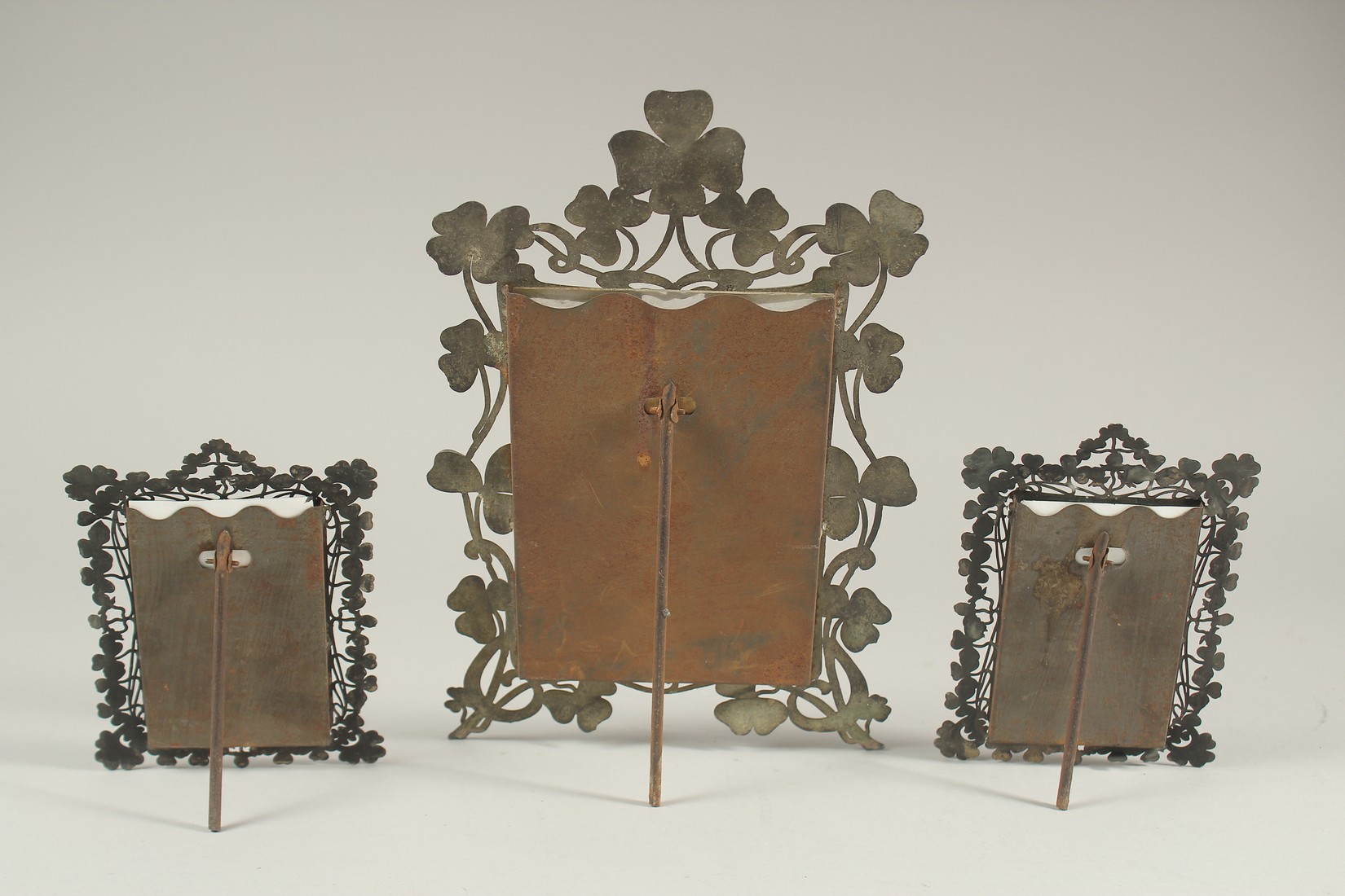 THREE, POSSIBLY IRISH, CLOVERLEAF FRAMES. 10 x 6ins and 6 x 4ins pair (3). - Image 5 of 5