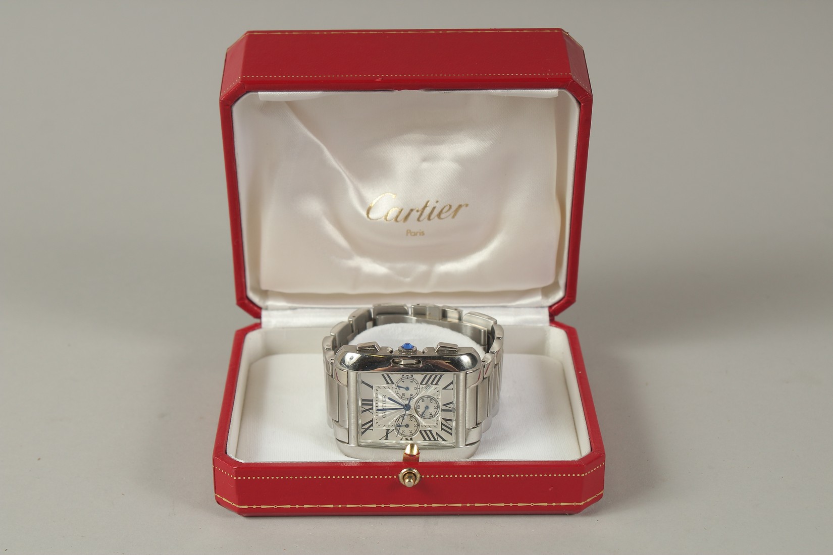 A CARTIER SWISS MADE STAINLESS STEEL WRISTWATCH, water resistant, 3 ATM, four dials, mother-of-pearl - Image 7 of 10