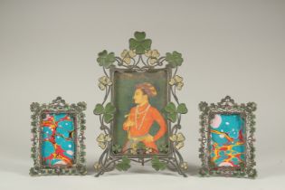 THREE, POSSIBLY IRISH, CLOVERLEAF FRAMES. 10 x 6ins and 6 x 4ins pair (3).