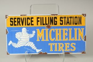 AN ENAMEL MICHELIN TYRES SIGN. 22 X 35cms.