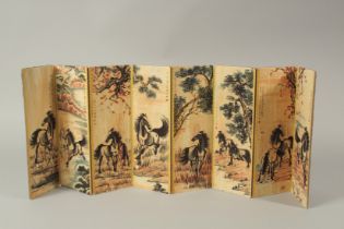A CHINESE FOLDING BOOK OF HORSES.