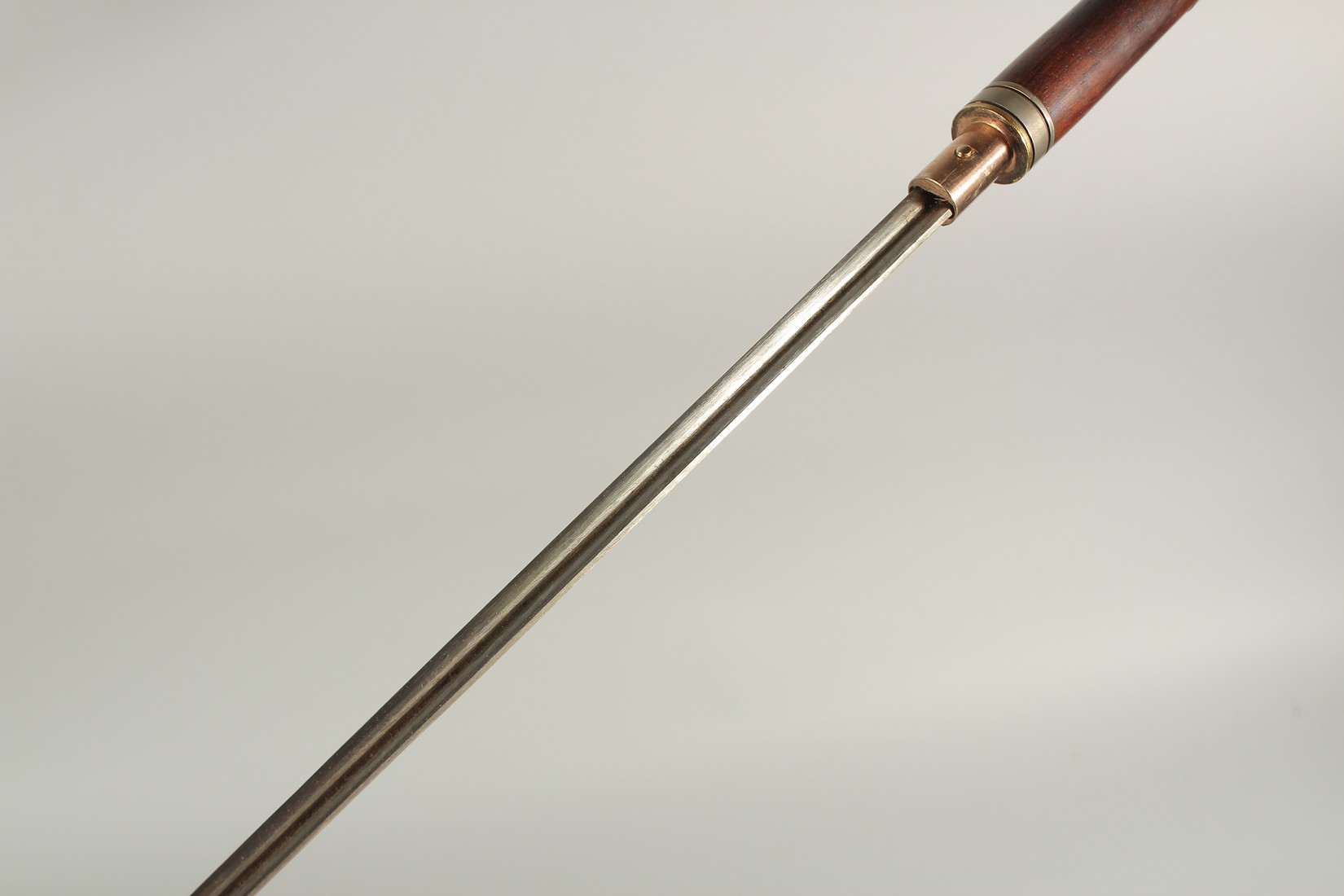 A RARE 19TH CENTURY SWORD STICK with a watch in the handle. 35ins long. - Image 7 of 9
