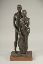 A 1960'S SCULPTURE, TWO FIGURES. 20ins high.